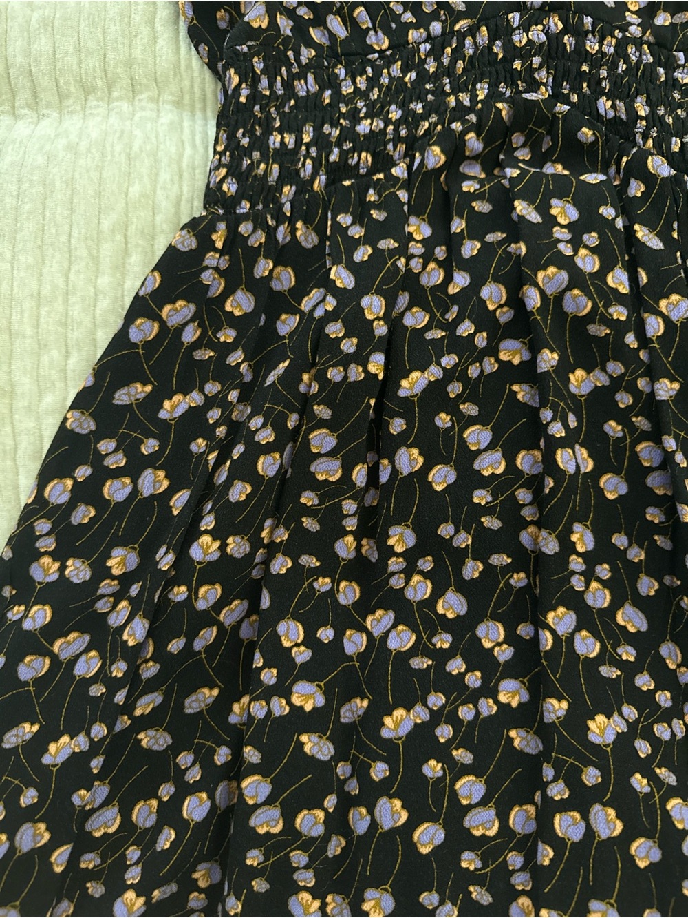 Free People black floral smocked dress in size Small 🖤💜🧡 - Picture 2 of 4